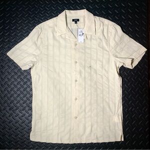 NEW Express beige Colored 100% Cotton Button Down Shirt Men’s Size S Short Sleev
